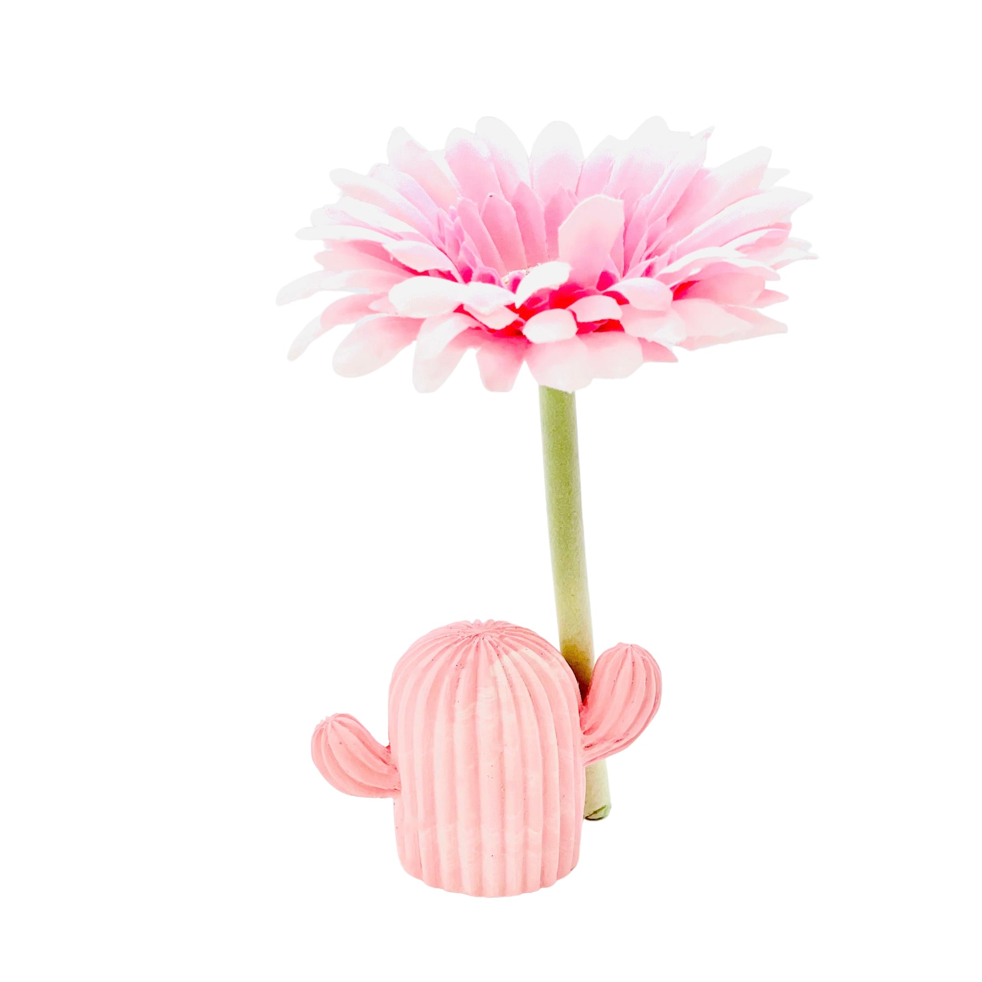 A small Jesmonite cactus measuring 7cm in height coloured with baby pink pigment.