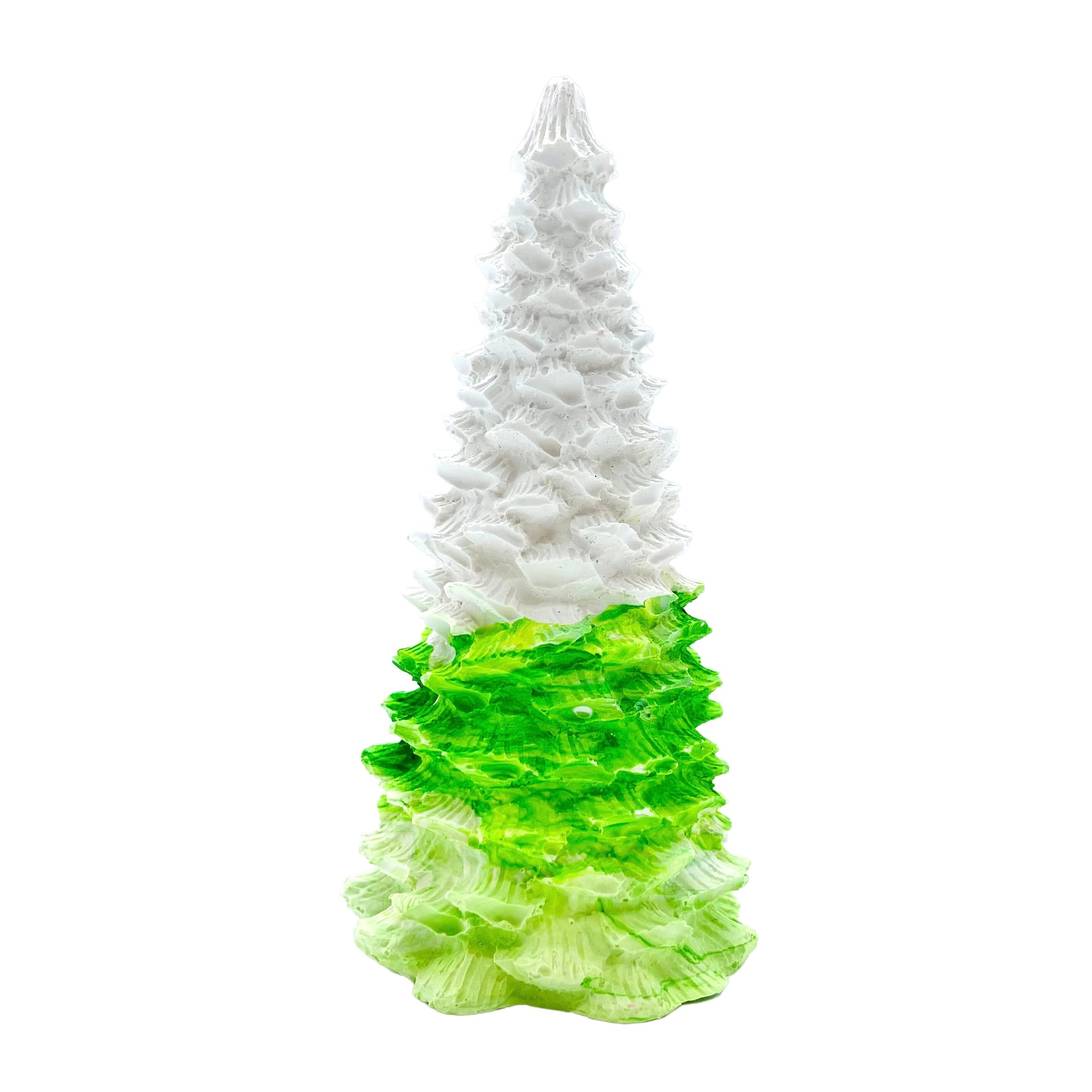 This tall Jesmonite Christmas tree measures 13.5cm in height and has been marbled with green and white pigment.